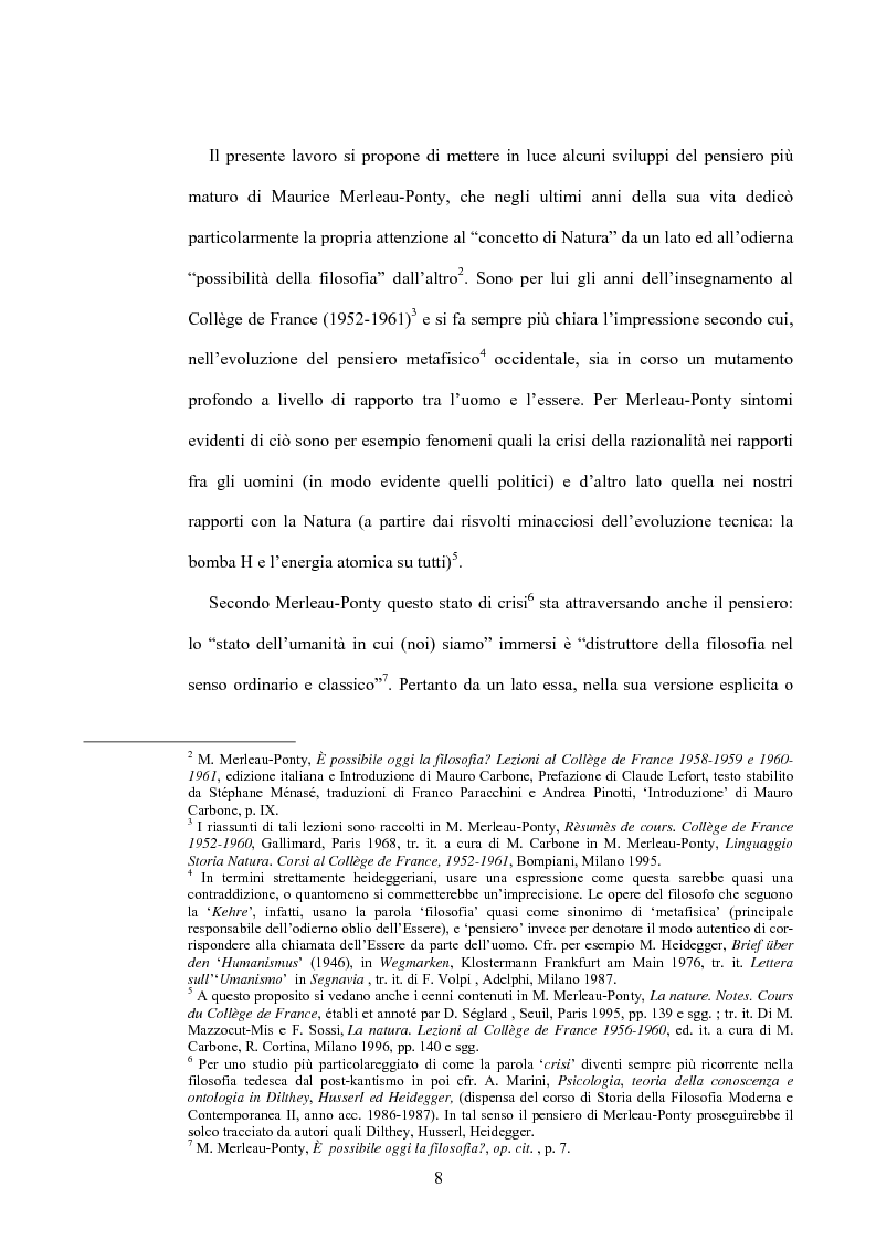 Anteprima della tesi: 'La filosofia oggi': Merleau-Ponty a partire da Husserl e da Heidegger nel corso dal Collège de France del 1958-59, Pagina 2