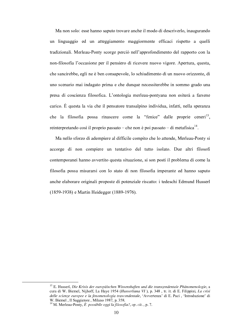 Anteprima della tesi: 'La filosofia oggi': Merleau-Ponty a partire da Husserl e da Heidegger nel corso dal Collège de France del 1958-59, Pagina 4