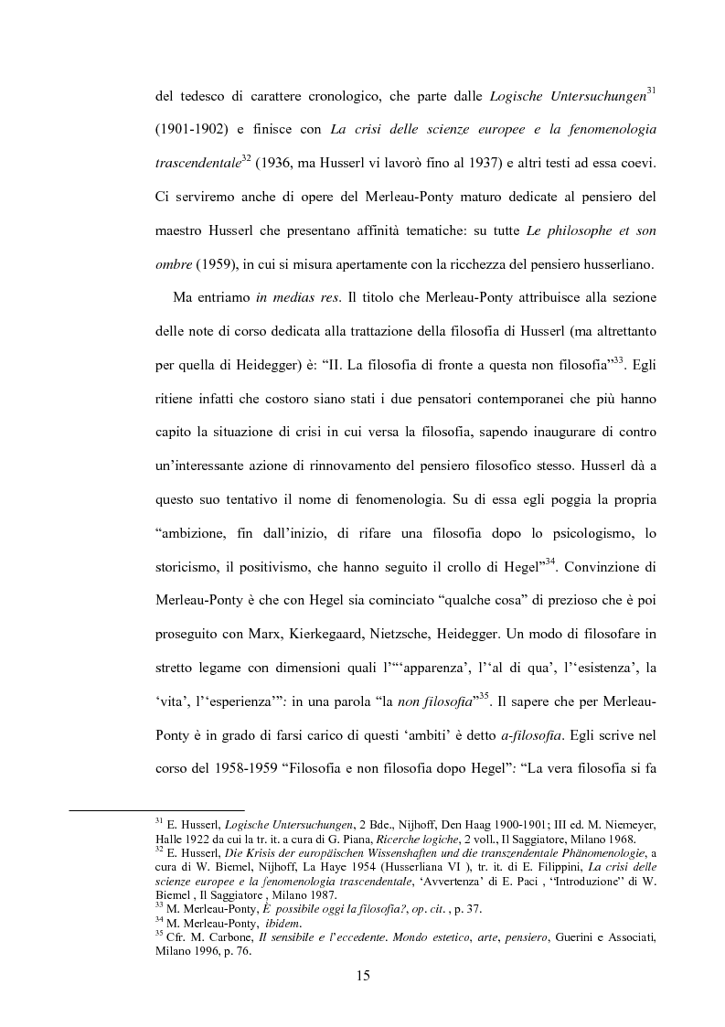 Anteprima della tesi: 'La filosofia oggi': Merleau-Ponty a partire da Husserl e da Heidegger nel corso dal Collège de France del 1958-59, Pagina 9