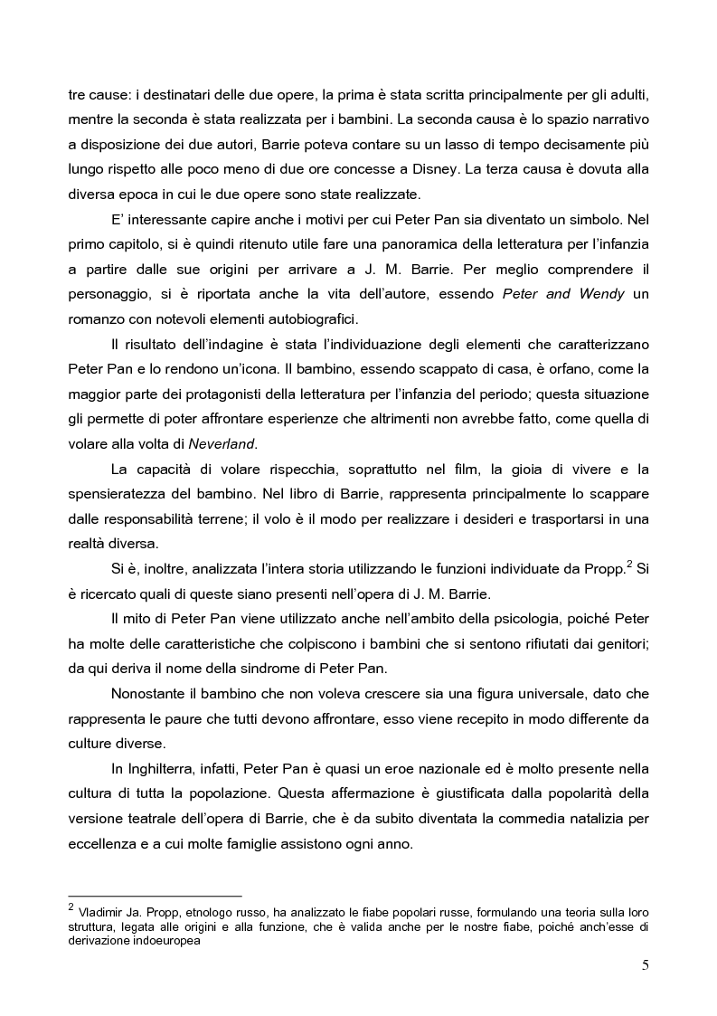 Anteprima della tesi: Peter Pan, il bambino che non voleva crescere: dalla letteratura al cinema, Pagina 2