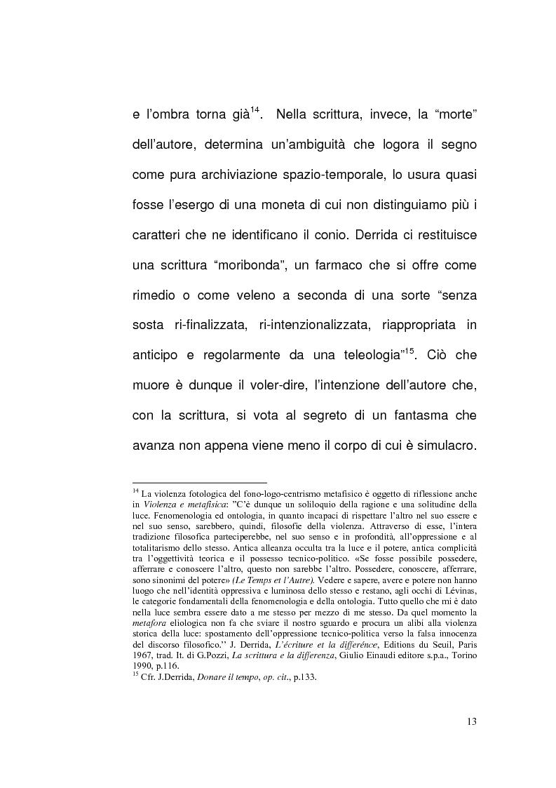 Anteprima della tesi: Etica e Scrittura: l'esperienza dell'Altro nell'opera di Jacques Derrida, Pagina 12