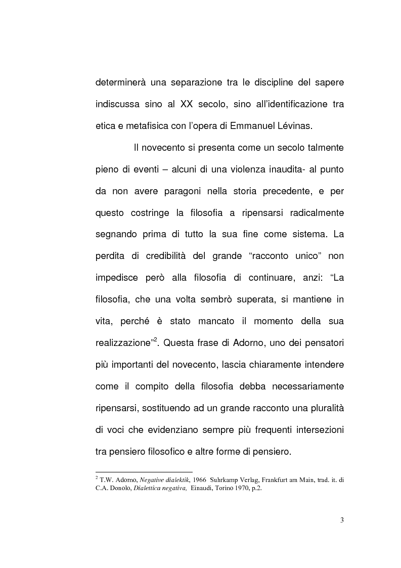 Anteprima della tesi: Etica e Scrittura: l'esperienza dell'Altro nell'opera di Jacques Derrida, Pagina 2