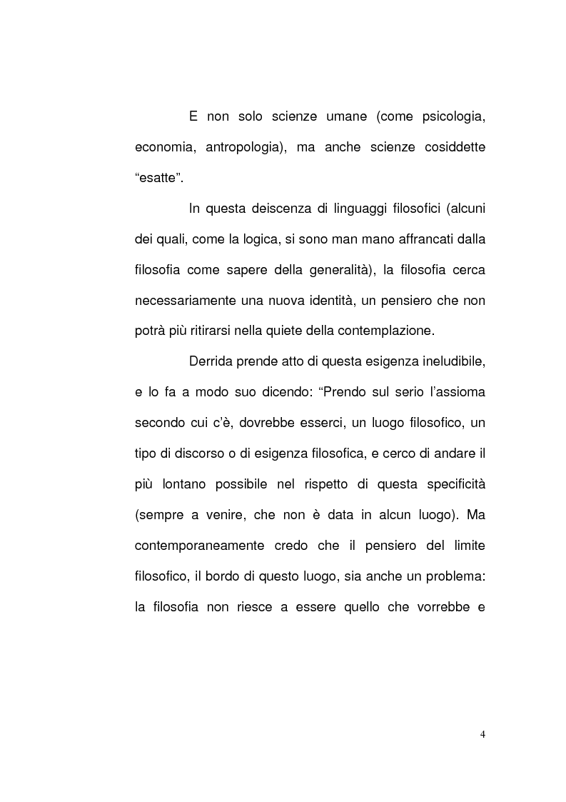 Anteprima della tesi: Etica e Scrittura: l'esperienza dell'Altro nell'opera di Jacques Derrida, Pagina 3