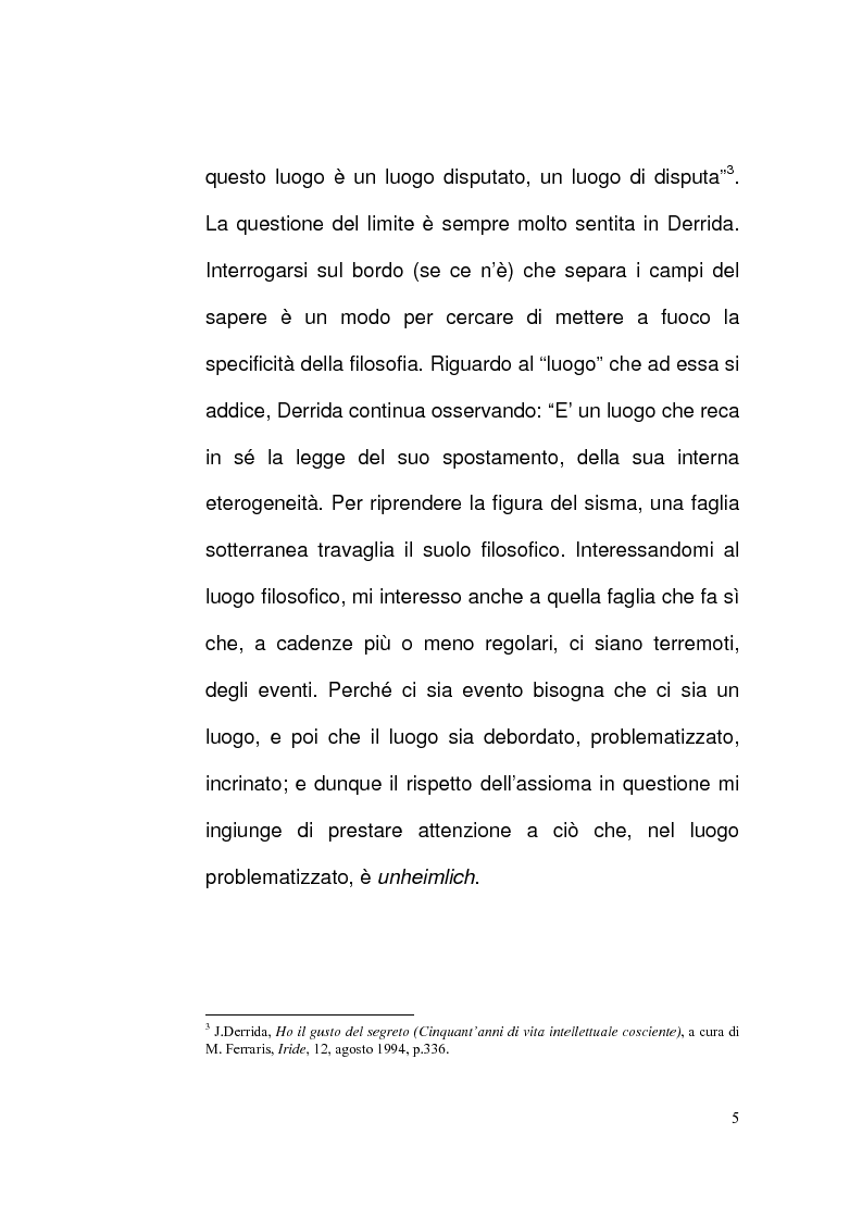 Anteprima della tesi: Etica e Scrittura: l'esperienza dell'Altro nell'opera di Jacques Derrida, Pagina 4