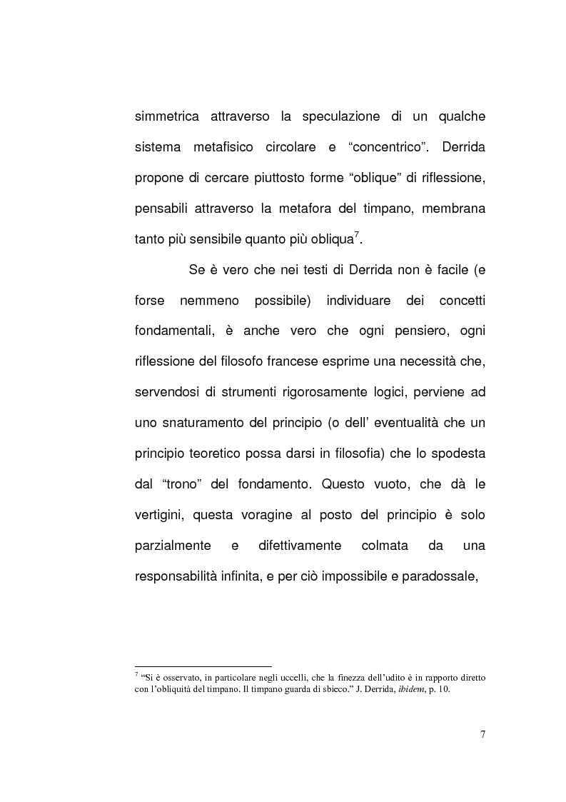 Anteprima della tesi: Etica e Scrittura: l'esperienza dell'Altro nell'opera di Jacques Derrida, Pagina 6