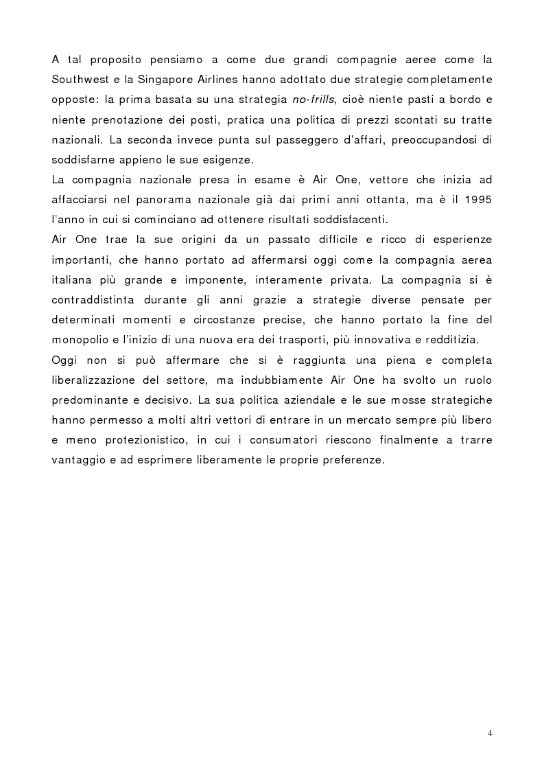 Anteprima della tesi: Il marketing dei servizi nel settore delle compagnie aeree. Il caso Air One., Pagina 2