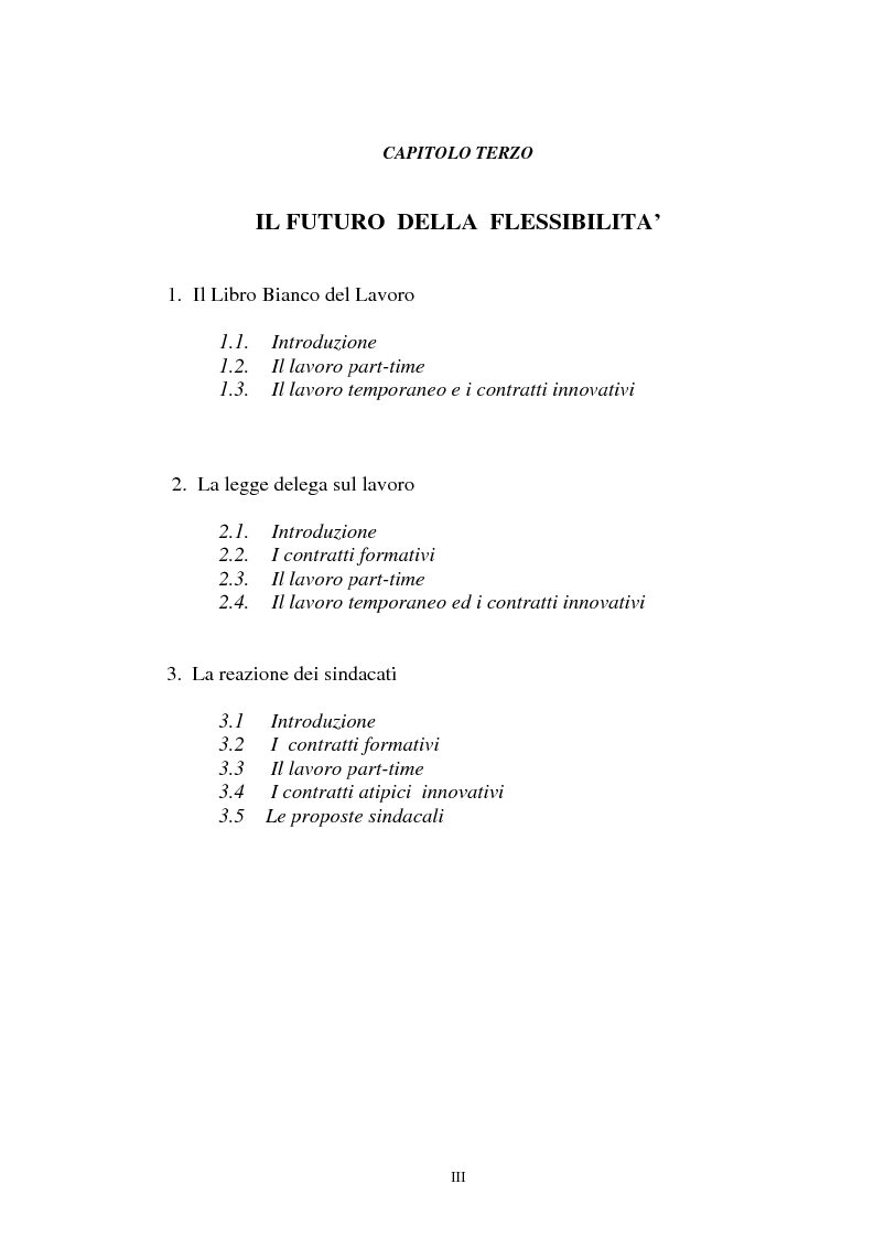 Indice della tesi: La flessibilità ed il contratto collettivo nazionale bancari, Pagina 3