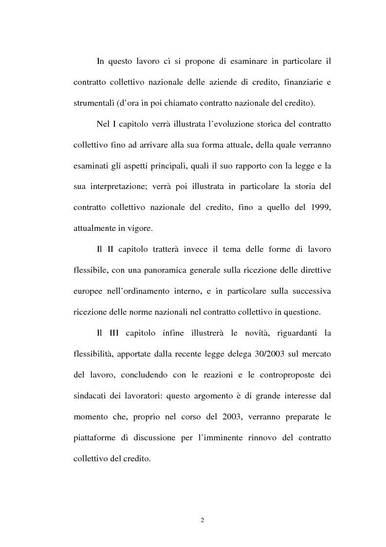 Anteprima della tesi: La flessibilità ed il contratto collettivo nazionale bancari, Pagina 2