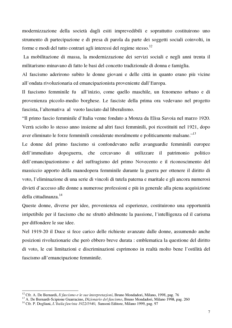 Anteprima della tesi: Le donne e il fascismo, Pagina 7