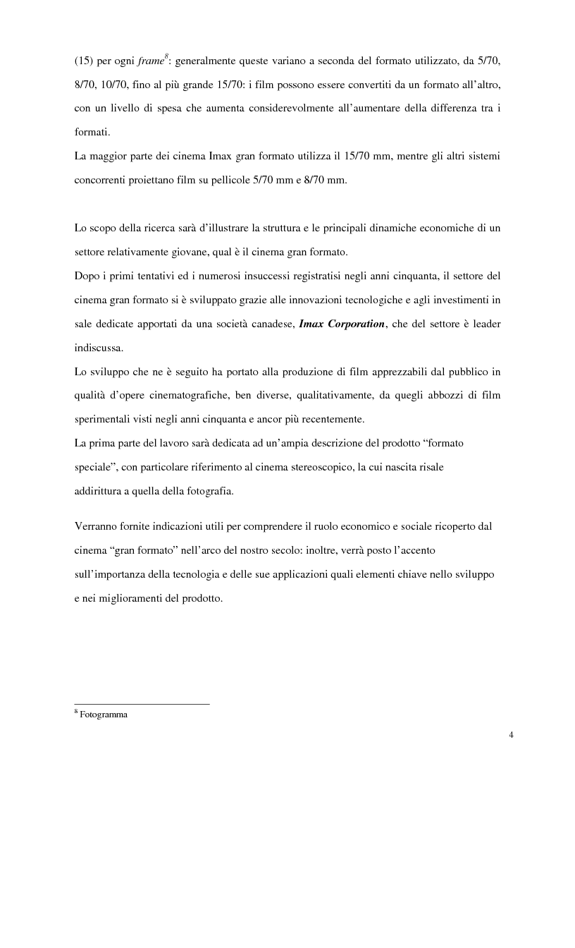 Anteprima della tesi: Il settore cinematografico large format. Il caso Imax., Pagina 4