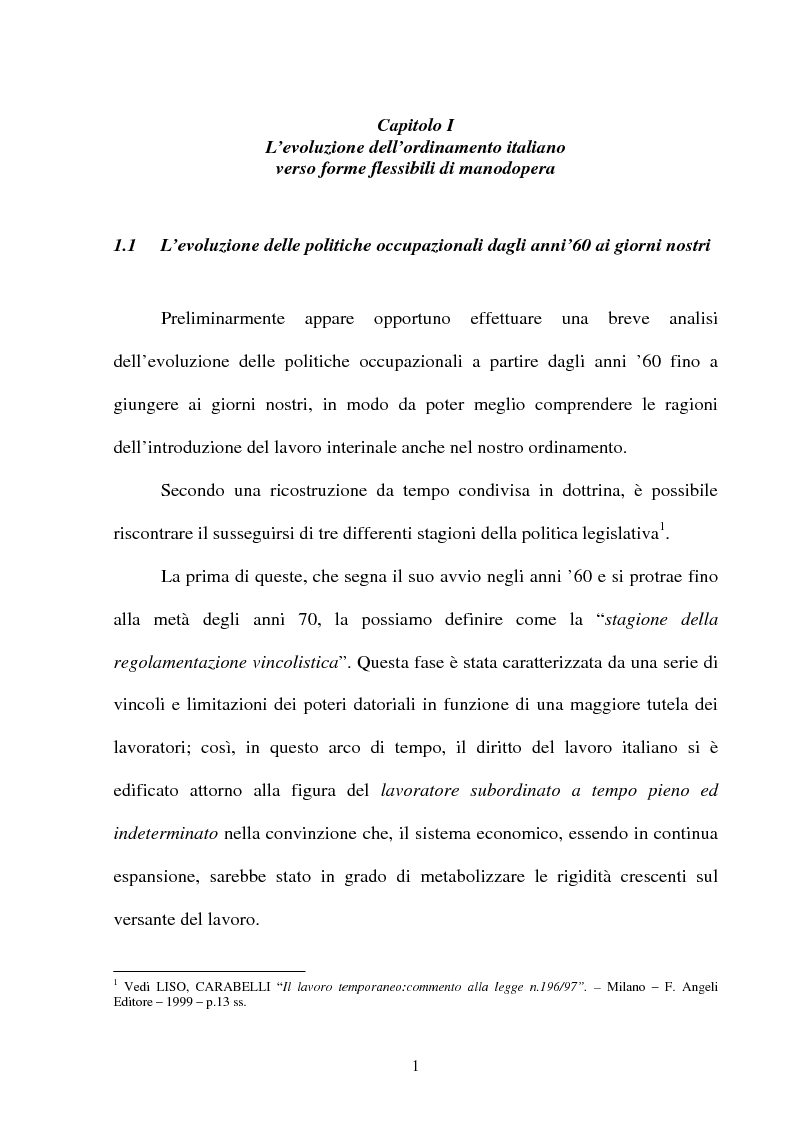 Anteprima della tesi: Il lavoro temporaneo fra flessibilità e tutela, Pagina 5