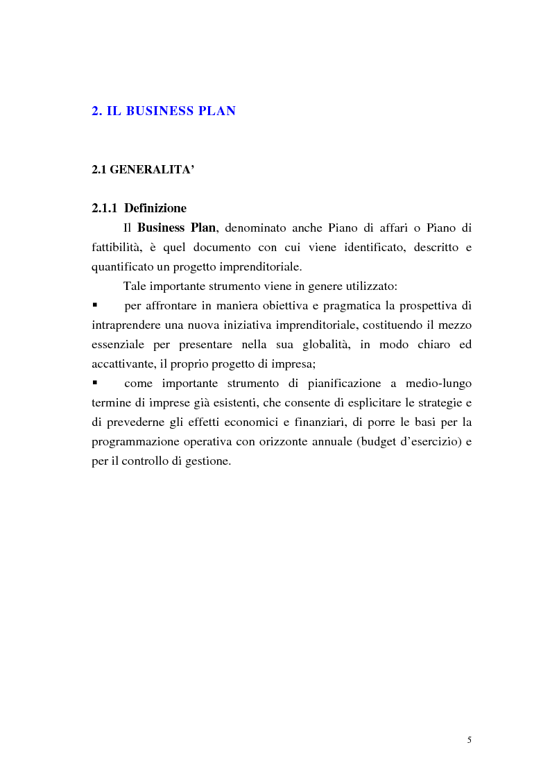 Anteprima della tesi: Strumenti di pianificazione strategica: il business plan, Pagina 3