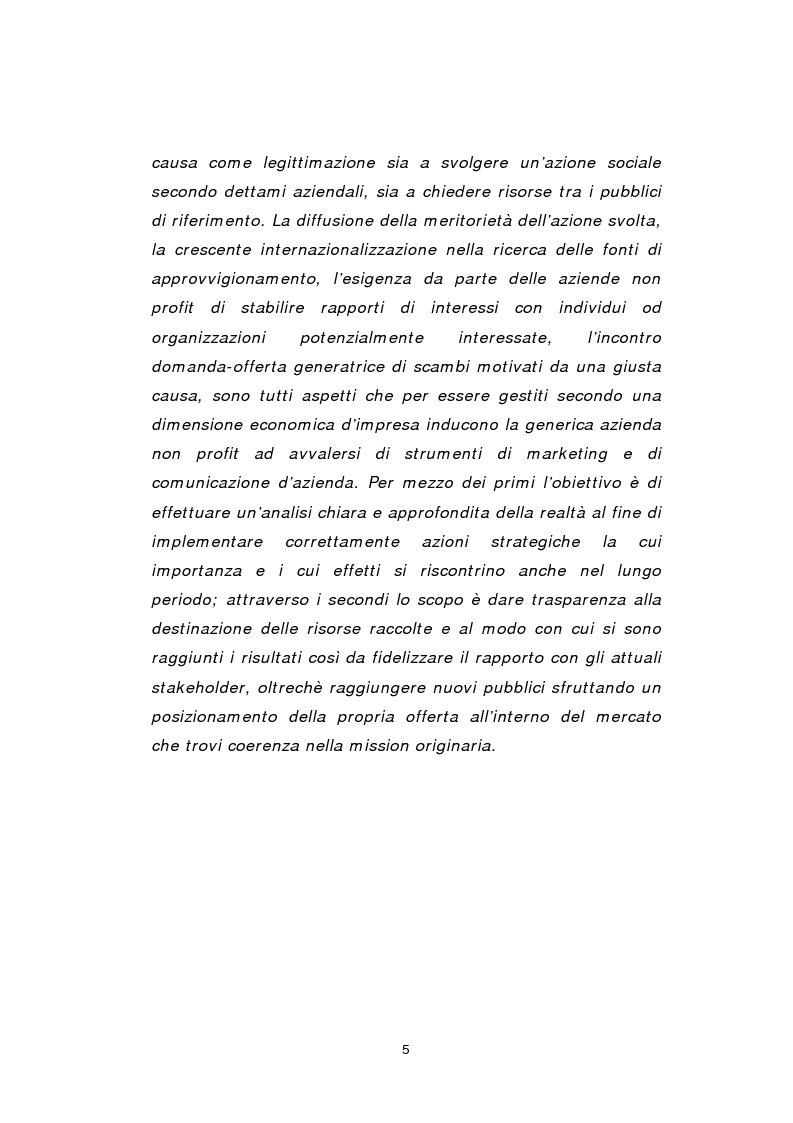 Anteprima della tesi: La raccolta di risorse nelle aziende non profit, Pagina 5