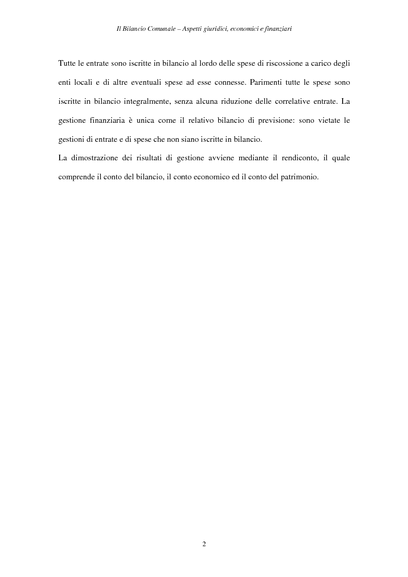 Anteprima della tesi: Il Bilancio Comunale. Aspetti giuridici, economici e finanziari, Pagina 2