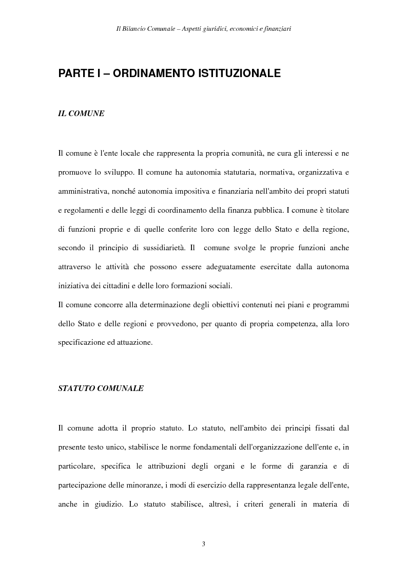 Anteprima della tesi: Il Bilancio Comunale. Aspetti giuridici, economici e finanziari, Pagina 3