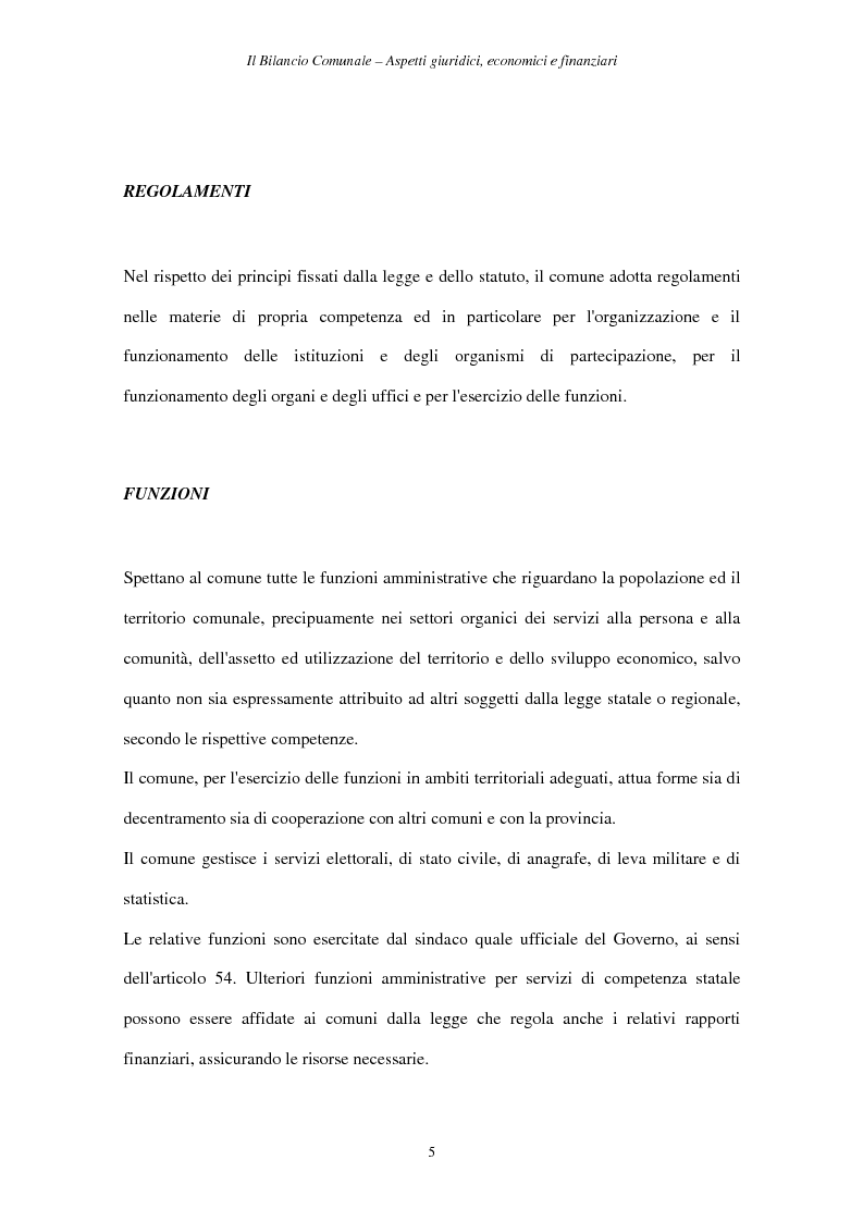 Anteprima della tesi: Il Bilancio Comunale. Aspetti giuridici, economici e finanziari, Pagina 5