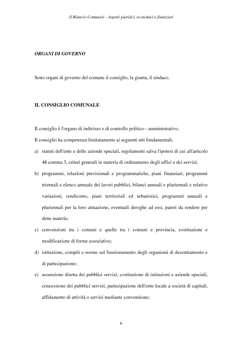 Anteprima della tesi: Il Bilancio Comunale. Aspetti giuridici, economici e finanziari, Pagina 6