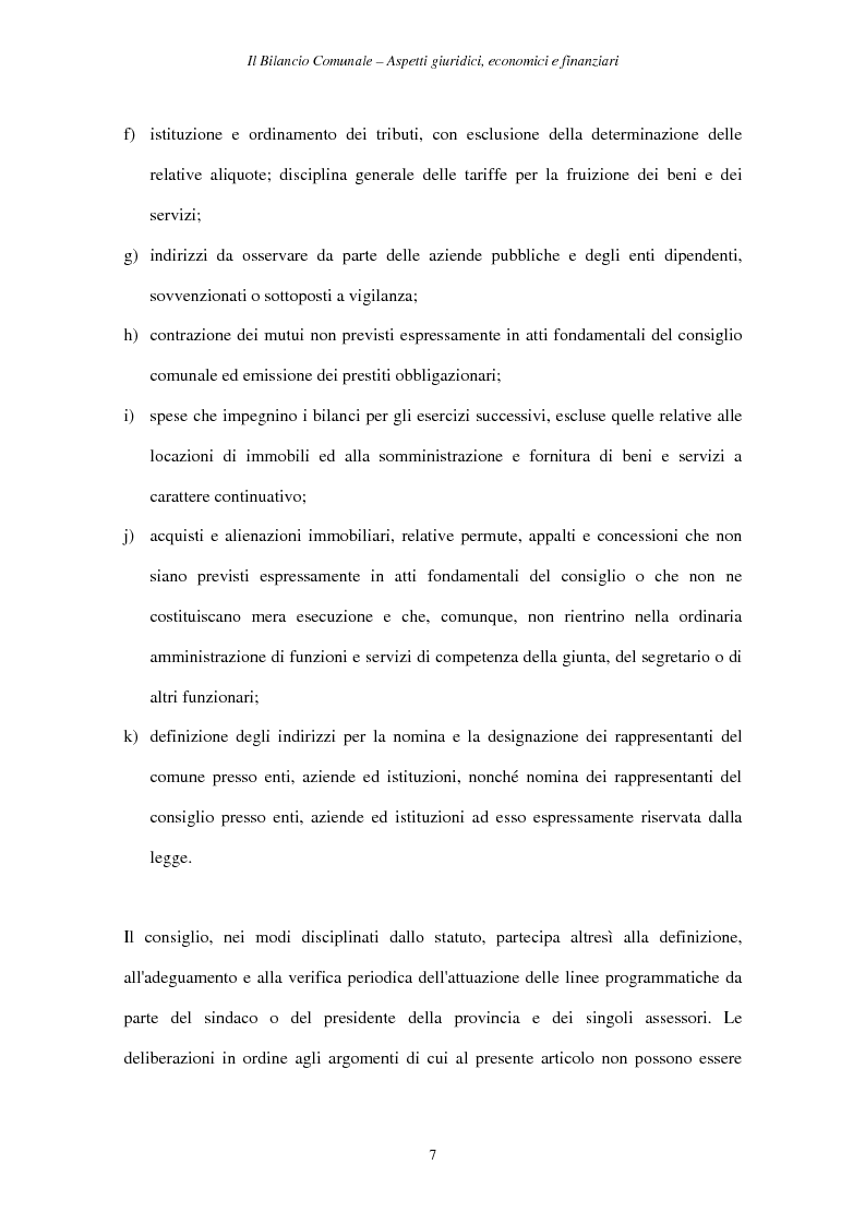 Anteprima della tesi: Il Bilancio Comunale. Aspetti giuridici, economici e finanziari, Pagina 7