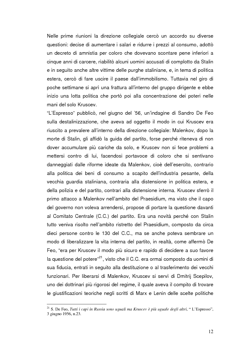 Anteprima della tesi: Destalinizzazione e autonomia socialista nelle pagine de "L'Espresso" (1956-1958), Pagina 12