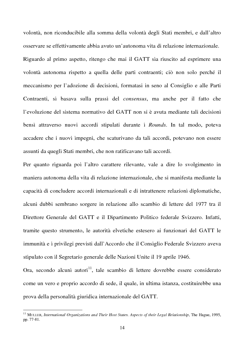 Anteprima della tesi: La partecipazione della CE all'organizzazione mondiale del commercio e i limiti della sua competenza in materia di politica commerciale comune, Pagina 14