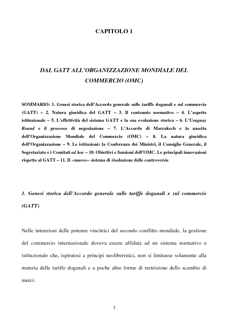 Anteprima della tesi: La partecipazione della CE all'organizzazione mondiale del commercio e i limiti della sua competenza in materia di politica commerciale comune, Pagina 3