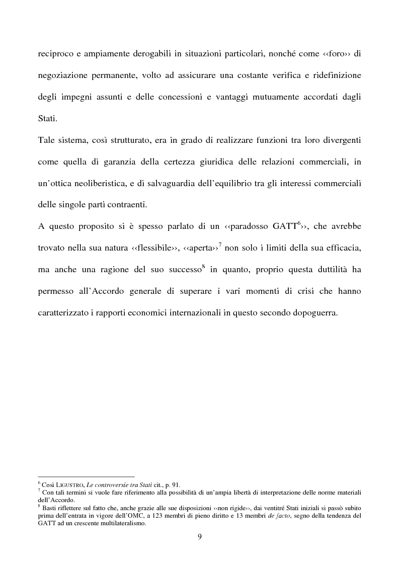 Anteprima della tesi: La partecipazione della CE all'organizzazione mondiale del commercio e i limiti della sua competenza in materia di politica commerciale comune, Pagina 9