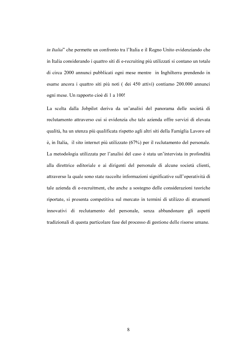Anteprima della tesi: Le nuove metodologie di reclutamento e selezione del personale. Il caso Jobpilot, Pagina 4