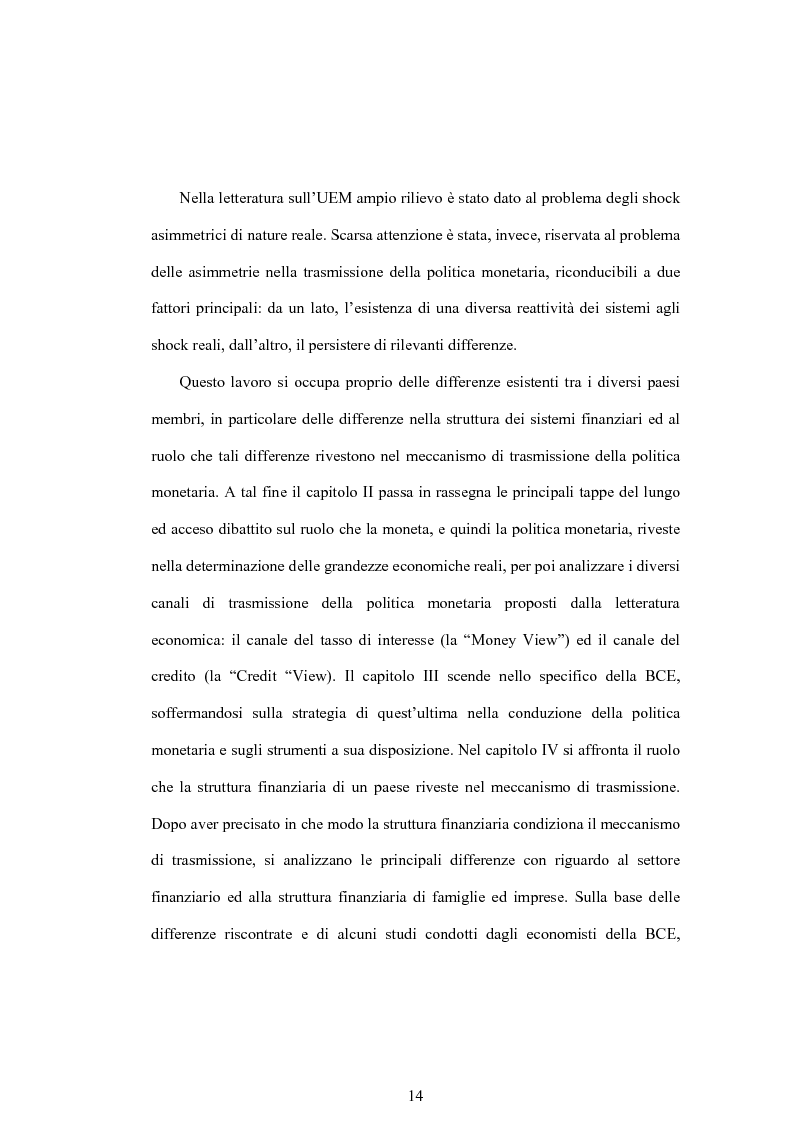 Anteprima della tesi: Struttura finanziaria e meccanismo di trasmissione della politica monetaria, Pagina 11