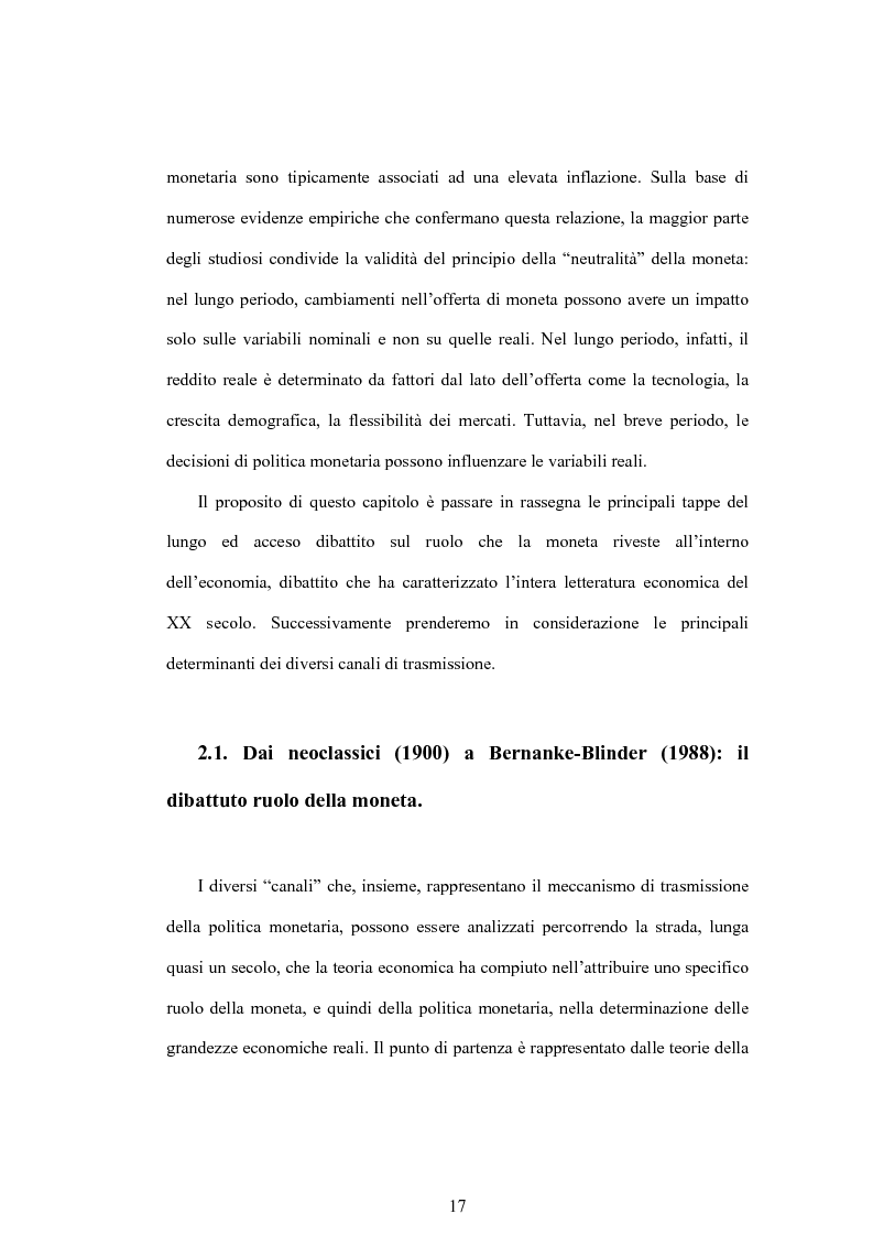 Anteprima della tesi: Struttura finanziaria e meccanismo di trasmissione della politica monetaria, Pagina 14