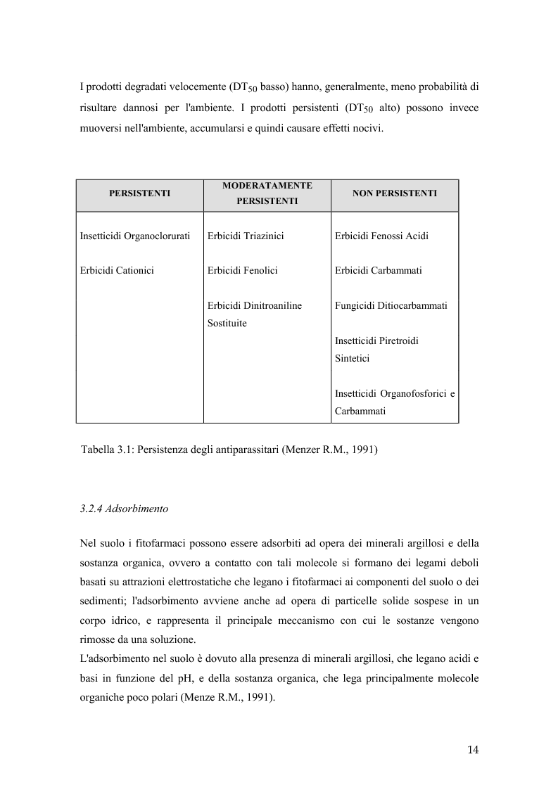 Anteprima della tesi: Metodi per la valutazione della vulnerabilità ambientale in rapporto all'utilizzo degli antiparassitari in agricoltura, Pagina 12