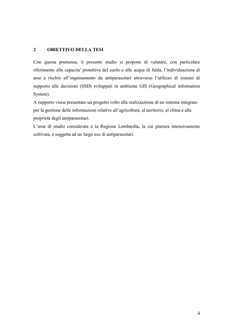 Anteprima della tesi: Metodi per la valutazione della vulnerabilità ambientale in rapporto all'utilizzo degli antiparassitari in agricoltura, Pagina 2
