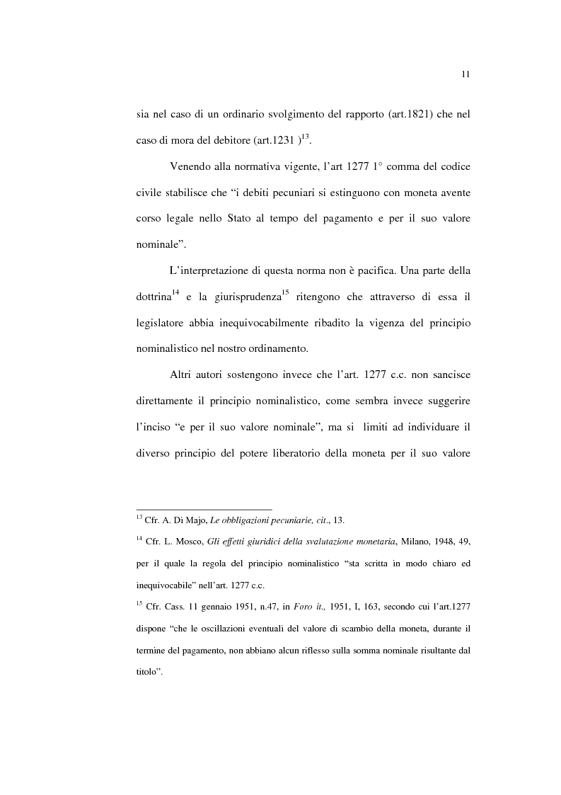 Anteprima della tesi: Il principio nominalistico nelle obbligazioni pecuniarie, Pagina 11