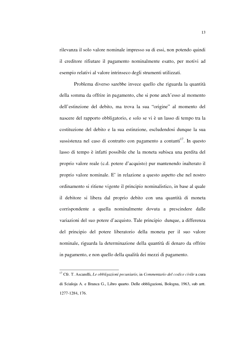 Anteprima della tesi: Il principio nominalistico nelle obbligazioni pecuniarie, Pagina 13