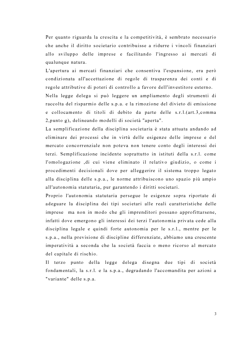 Anteprima della tesi: Amministrazione e controllo nella società a responsabilità limitata secondo la riforma del diritto societario, Pagina 3