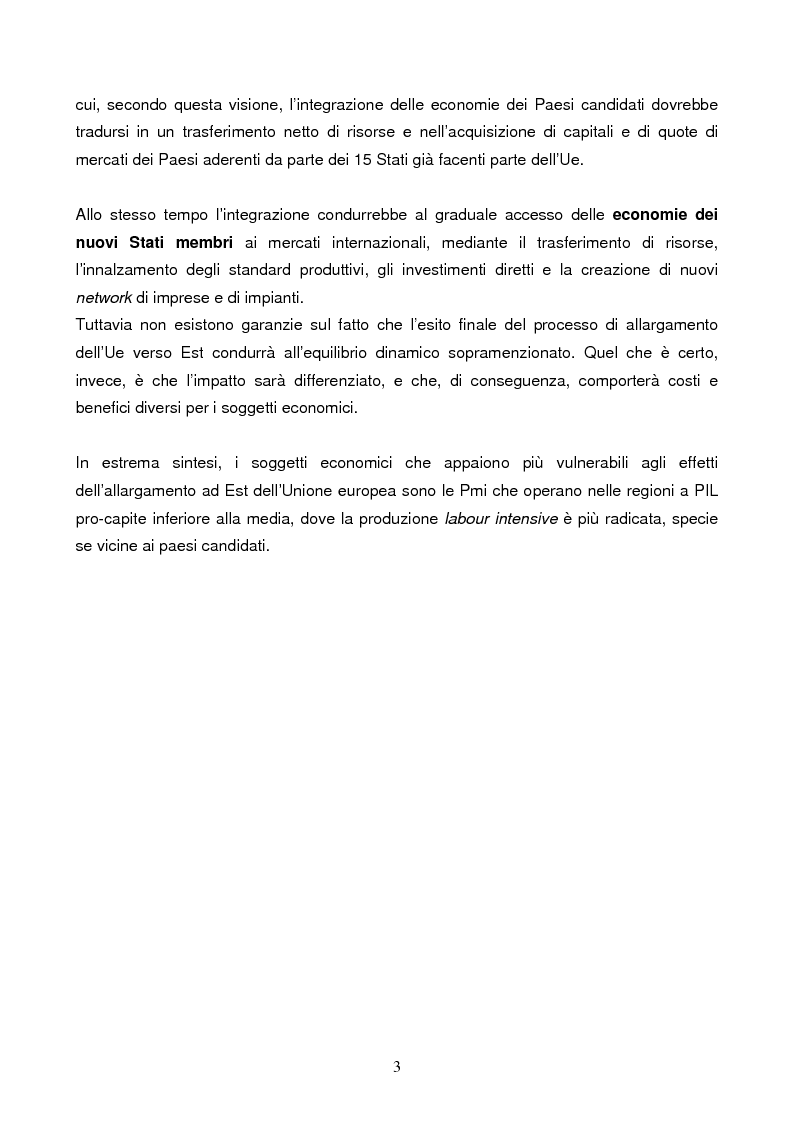 Anteprima della tesi: L'allargamento ad Est dell'Unione Europea e le ripercussioni sul sistema delle piccole e medie imprese italiane, Pagina 3