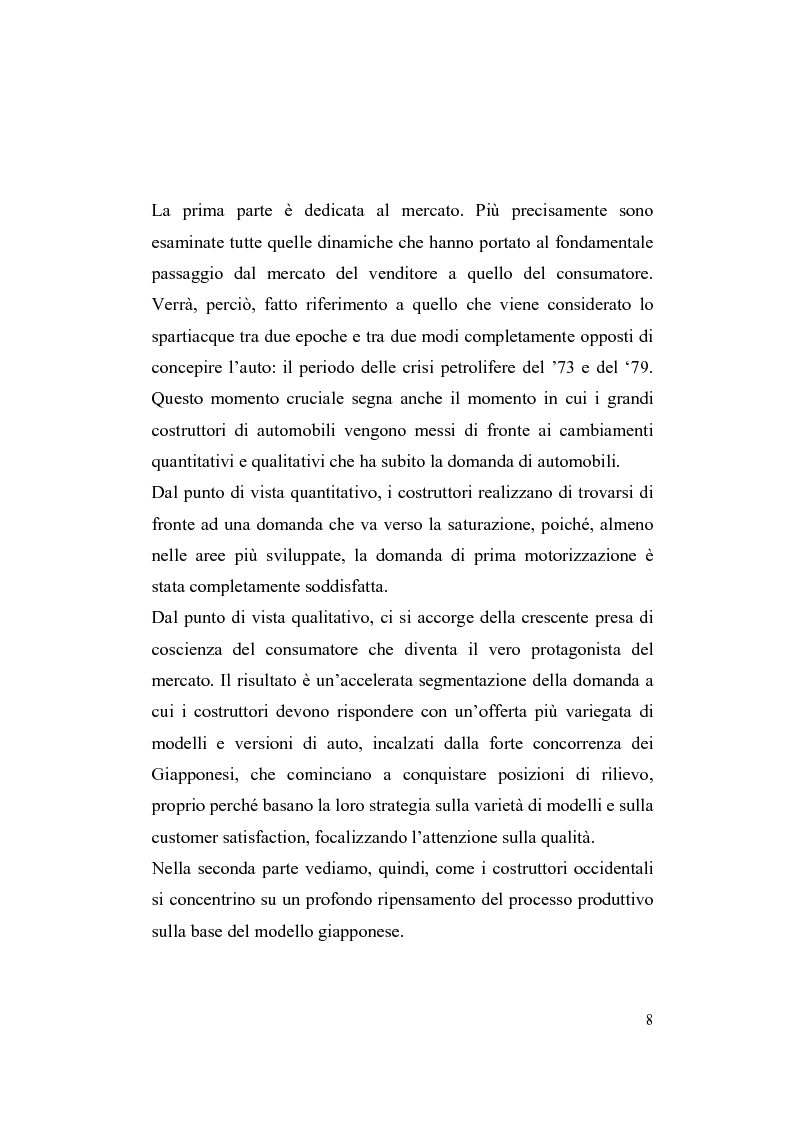 Anteprima della tesi: La riorganizzazione nel settore automotive: il rapporto con i fornitori e la distribuzione, Pagina 2