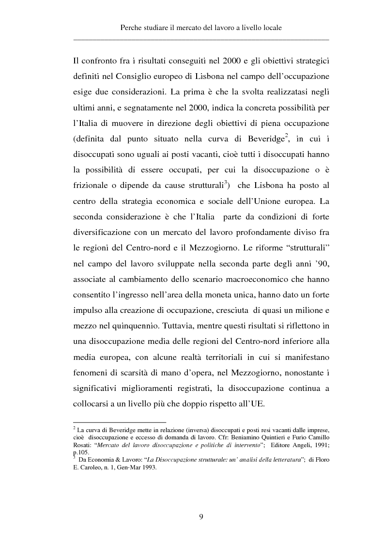 Anteprima della tesi: Un approccio territoriale al mercato del lavoro: aspetti analitici e strategici, Pagina 9
