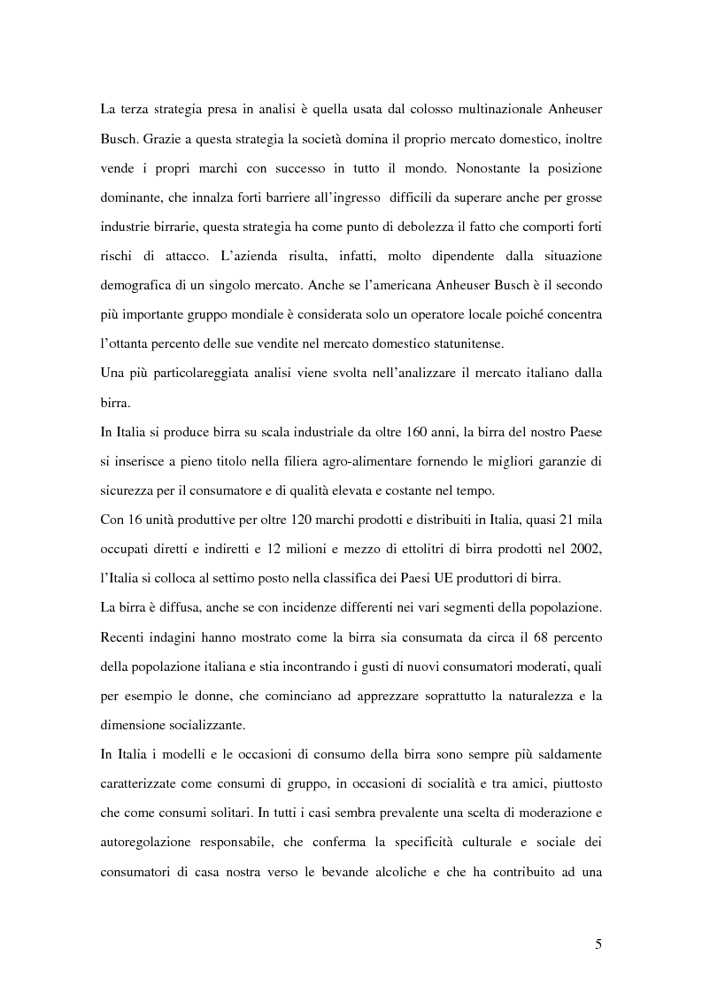 Anteprima della tesi: Strategie competitive nel settore della birra: il caso Birra Castello, Pagina 5