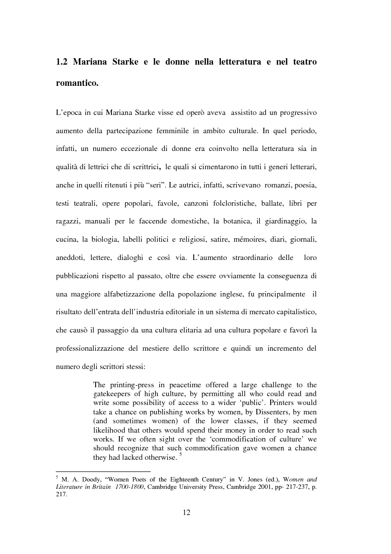 Anteprima della tesi: La drammaturgia di Mariana Starke (1762 ? - 1838), Pagina 12