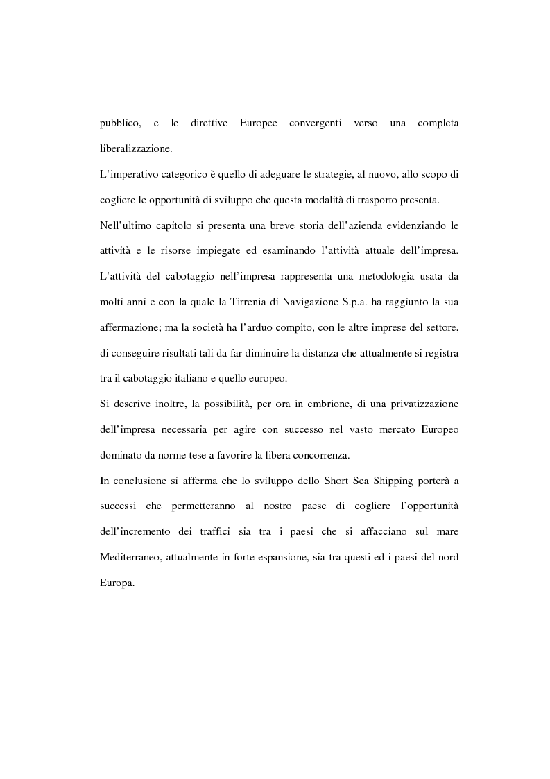 Anteprima della tesi: Evoluzione infrastrutturale e competitiva del trasporto merci via mare. L'esperienza dello Short Sea Shipping nell Tirrenia Navigazione, Pagina 4