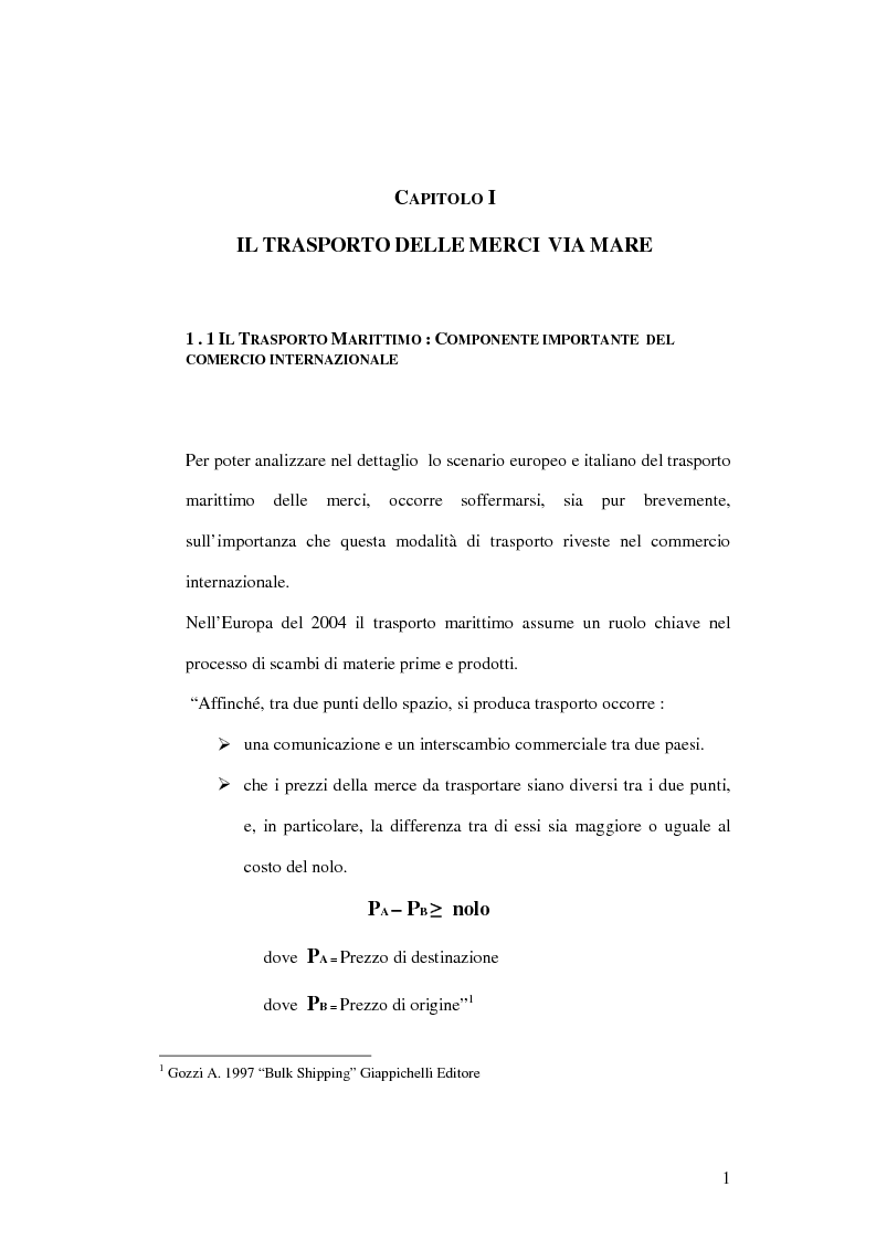Anteprima della tesi: Evoluzione infrastrutturale e competitiva del trasporto merci via mare. L'esperienza dello Short Sea Shipping nell Tirrenia Navigazione, Pagina 5