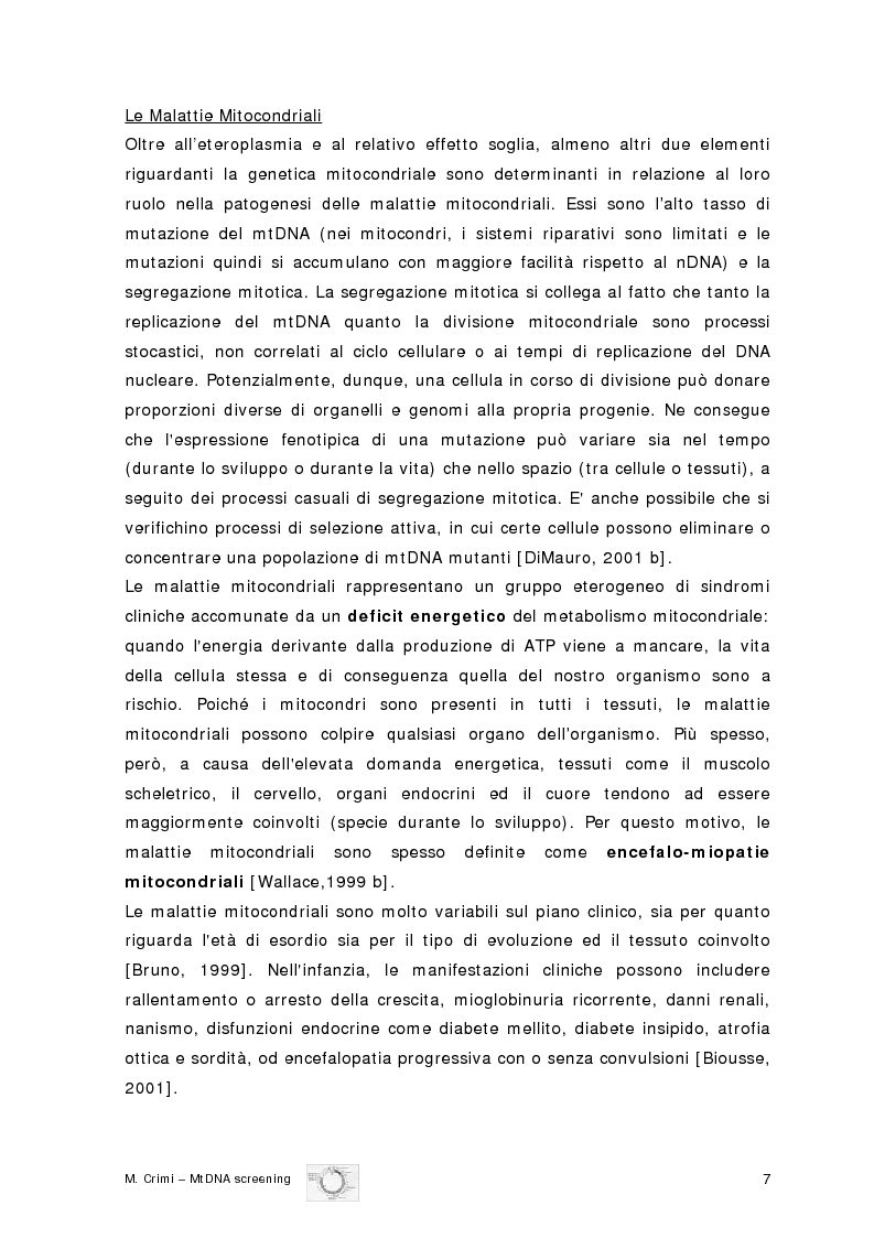 Anteprima della tesi: Eziopatogenesi molecolare delle Encefalomiopatie Mitocondriali, Pagina 4