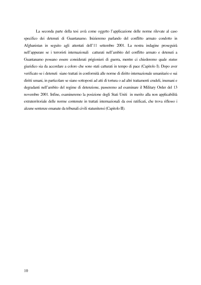 Anteprima della tesi: Il trattamento dei membri di organizzazioni terroristiche internazionali con particolare riguardo al ''caso Guantanamo'', Pagina 5