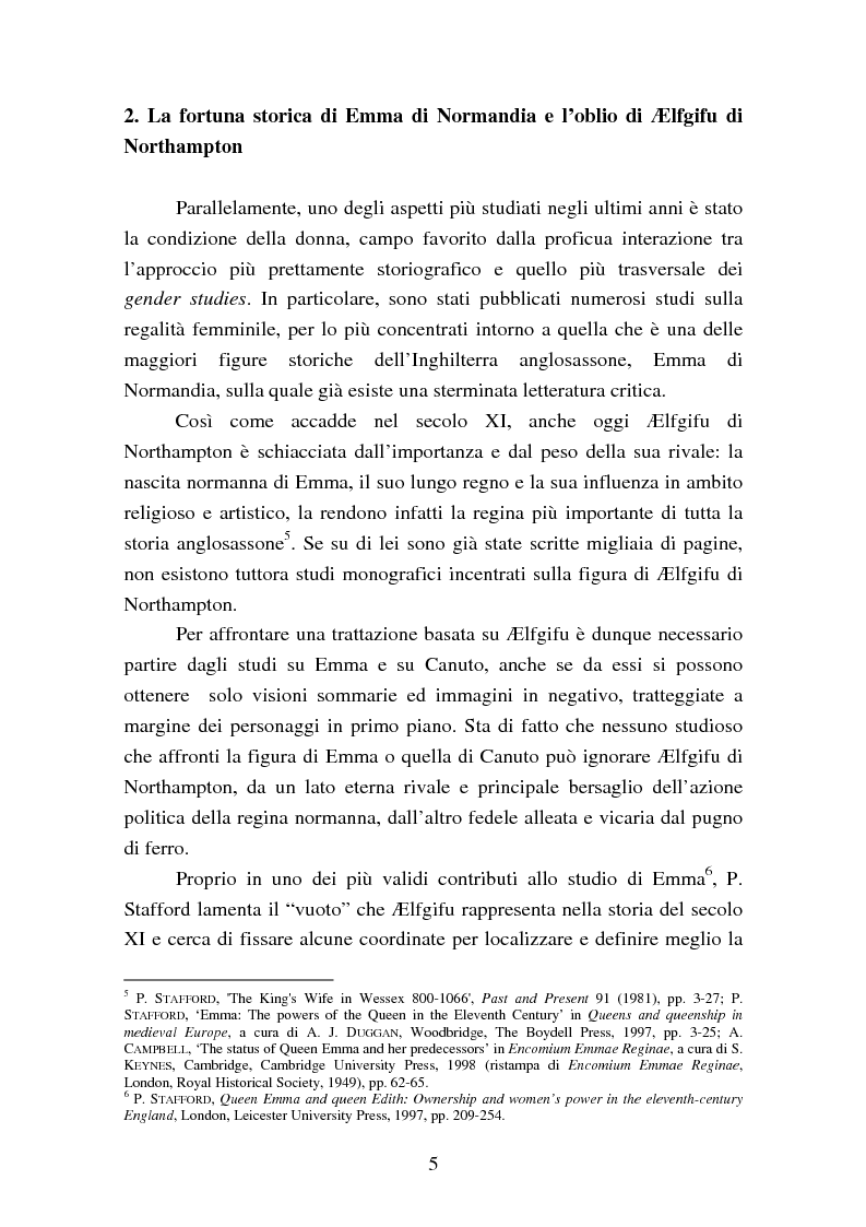 Anteprima della tesi: Presenza e azione di Ælfgifu di Northampton, regina madre e reggente nell'Impero del Nord di Canuto il Grande (1013-1040), Pagina 5