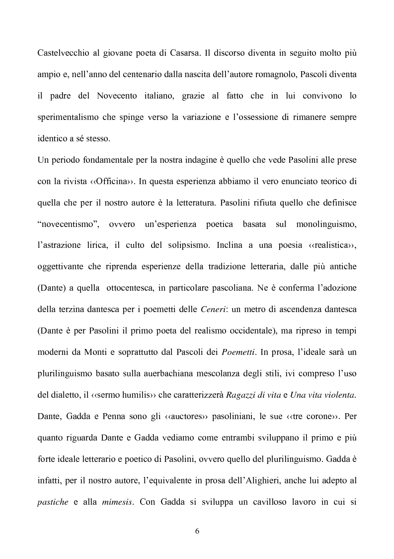 Anteprima della tesi: Pasolini lettore, Pagina 6