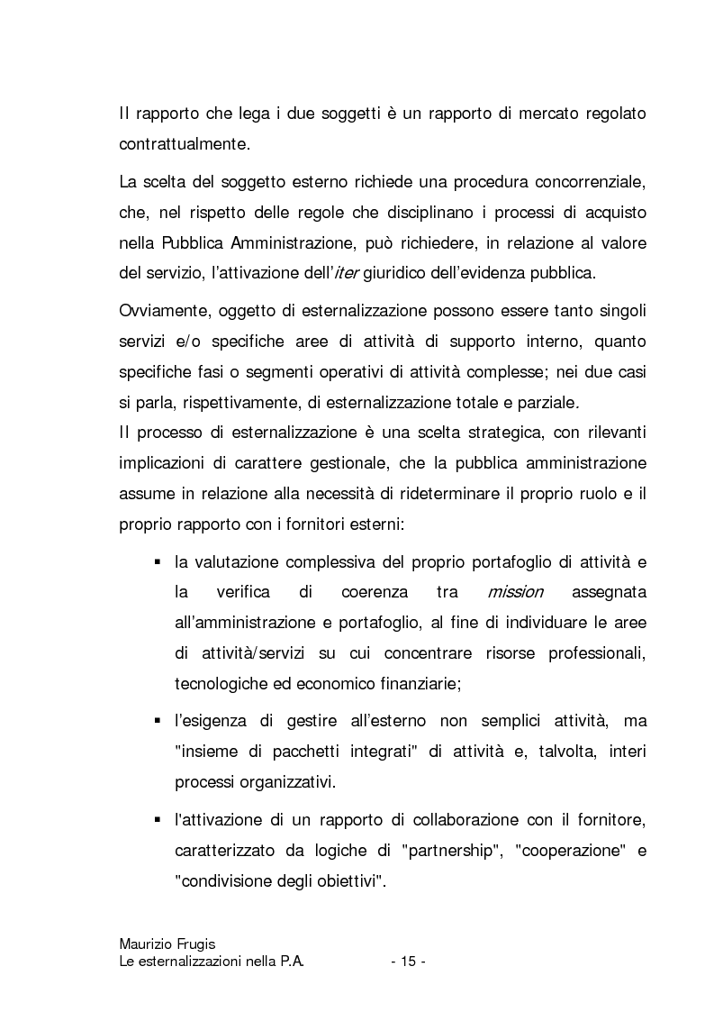 Anteprima della tesi: Le esternalizzazioni nella pubblica amministrazione, Pagina 12
