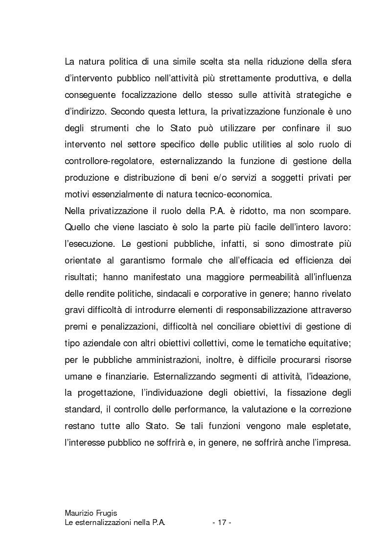 Anteprima della tesi: Le esternalizzazioni nella pubblica amministrazione, Pagina 14