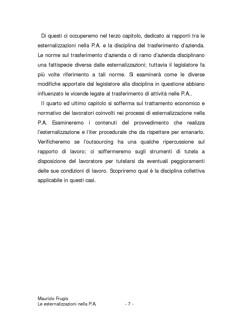 Anteprima della tesi: Le esternalizzazioni nella pubblica amministrazione, Pagina 4
