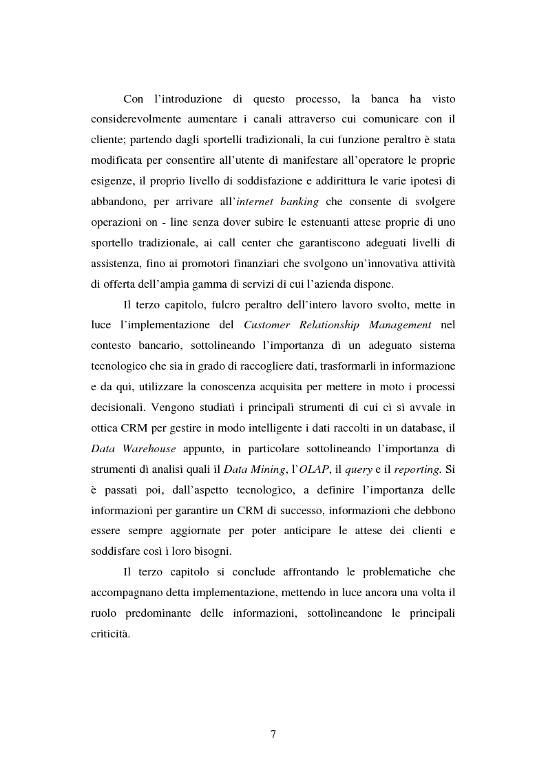 Anteprima della tesi: Implementazione e problematiche di una strategia di CRM in banca, Pagina 3