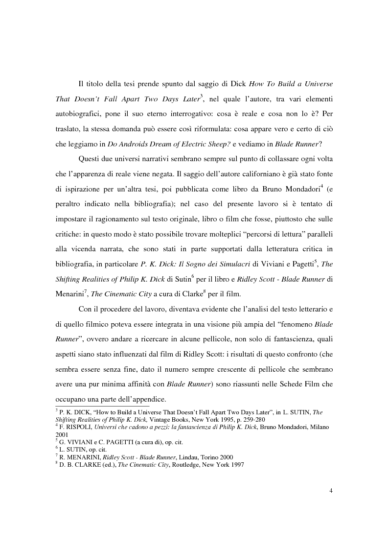 Anteprima della tesi: Universi che (non) cadono a pezzi: la negazione dell'apparenza in Do Androids Dream of Electric Sheep? di Philip K. Dick e Blade Runner di Ridley Scott, Pagina 2
